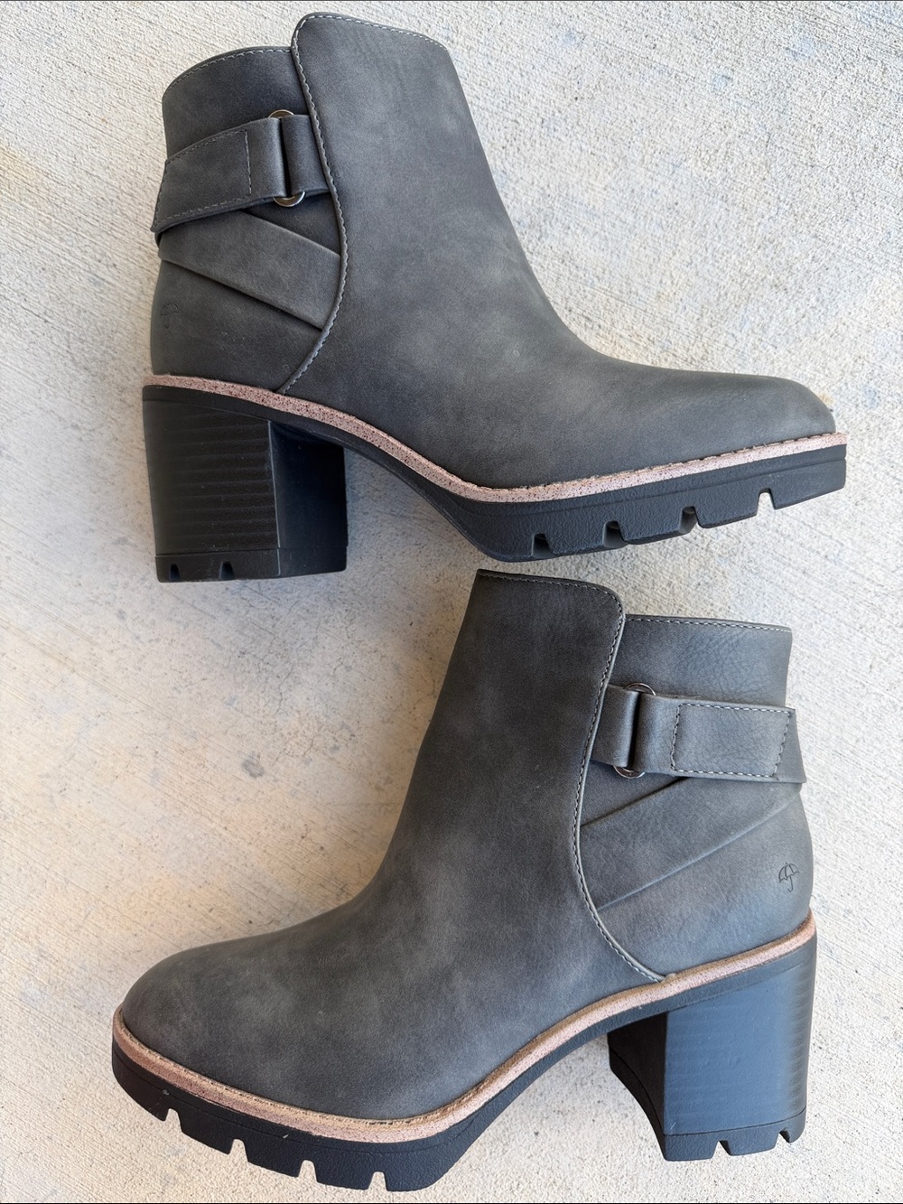 Naturalizer Grey Suede Block Heel Ankle Boots
